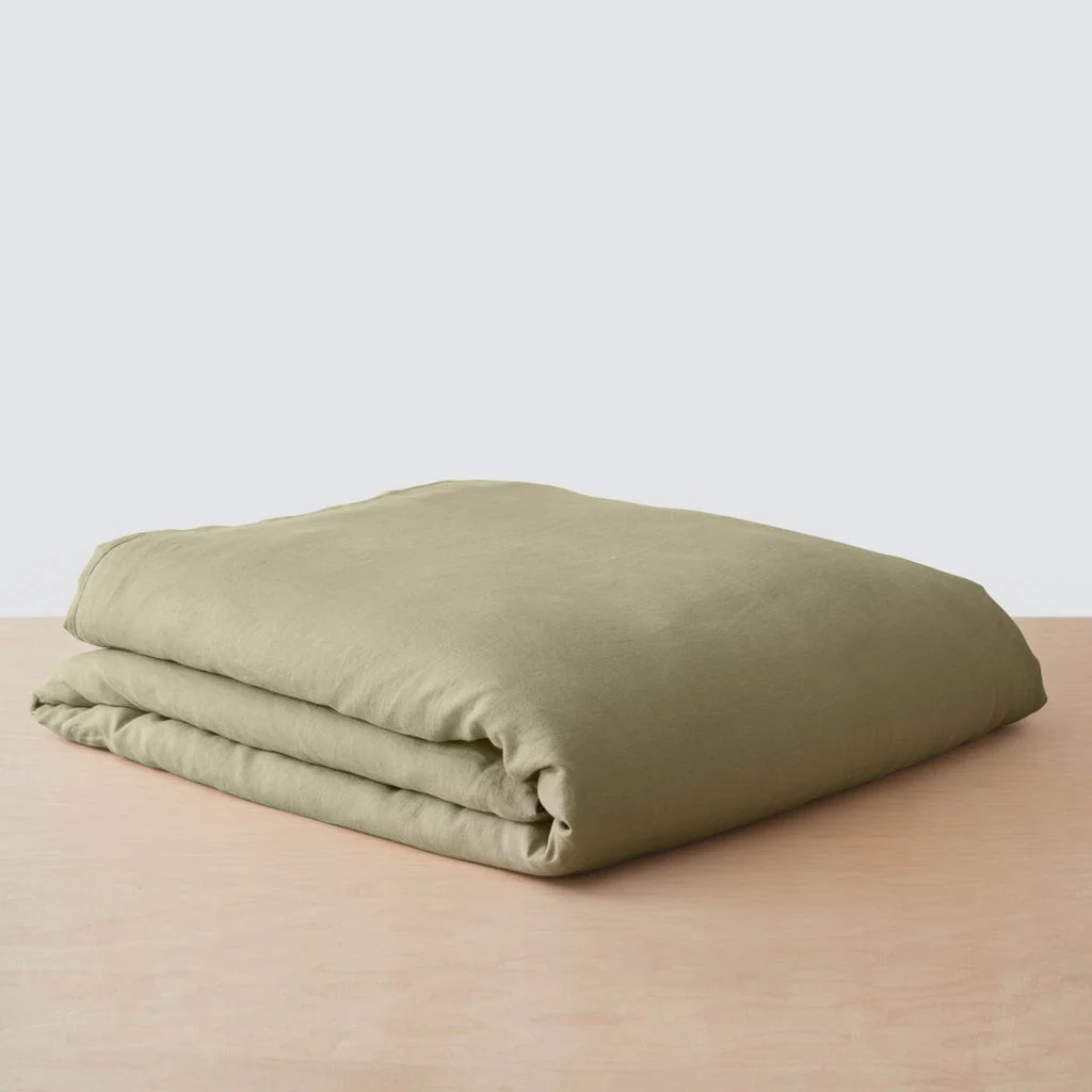 Stonewashed Linen Curated Bed Bundle - Sage/Graphite Stripe - Image 3